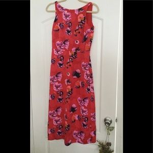 Banana Republic Red Poppy V Back Fit & Flare Dress